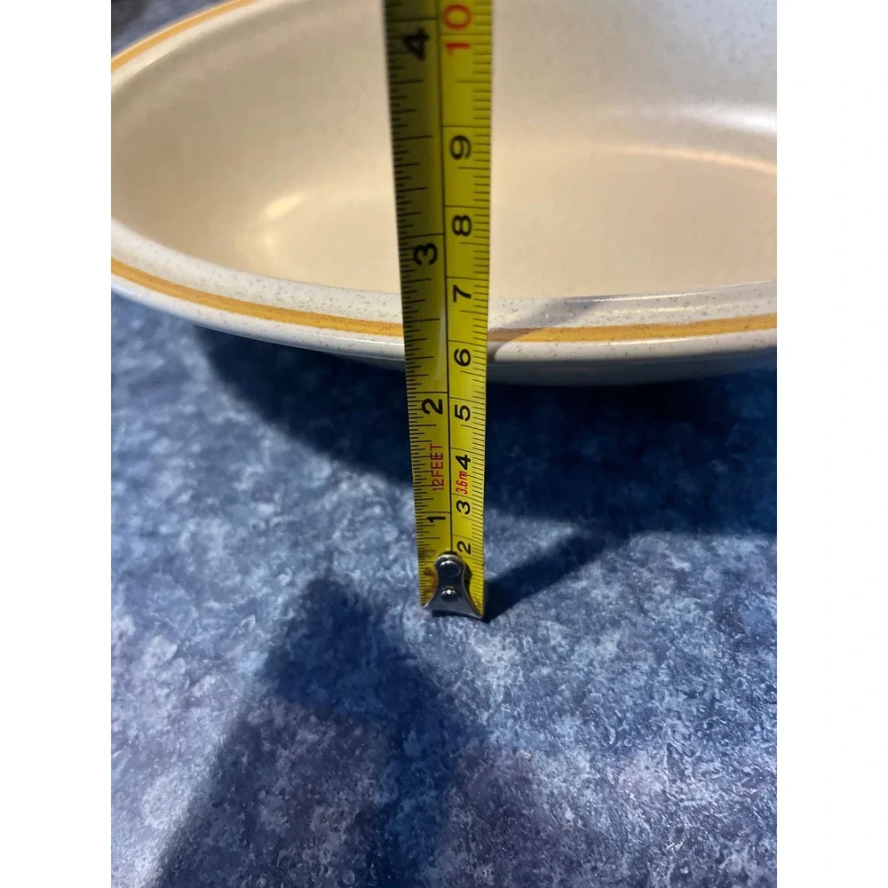 Hearthside Garden Festival Stoneware Oval Serving Bowl Yellow Trim Japan Vintage